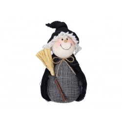 BEFANA/STREGA TESSUTO NERO CON SCOPA 31cm