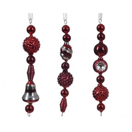 APPENDINO h15cm GHIRLANDA VETRO ANTICATO BORDEAUX 3pz