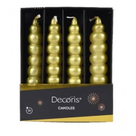 CANDELA GLITTER ONDA ORO Ø2,2cmxh11cm 4pz