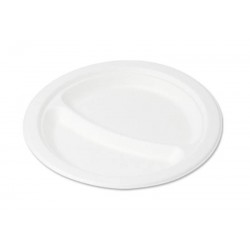 PIATTI PIANI POLPA 2 SCOMPARTI ø22,5 BIODEGRADABILI 50pz BYò