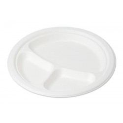 PIATTI PIANI POLPA 3 SCOMPARTI ø26 BIODEGRADABILI 50pz BYò