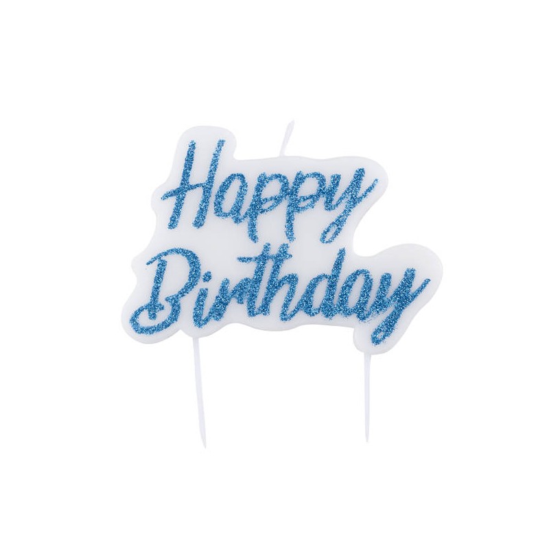CANDELINA GLITTER TURCHESE HAPPY BIRTHDAY 8x6cm