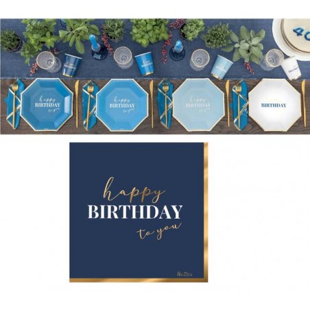 TOVAGLIOLI 33x33 cm HAPPY BIRTHDAY TO YOU BLU 16pz