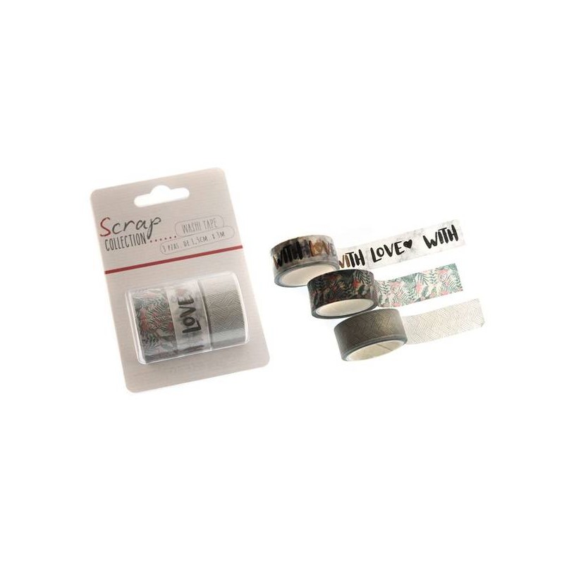 WASHI TAPE WITH LOVE cm1,5x3mt 3pz