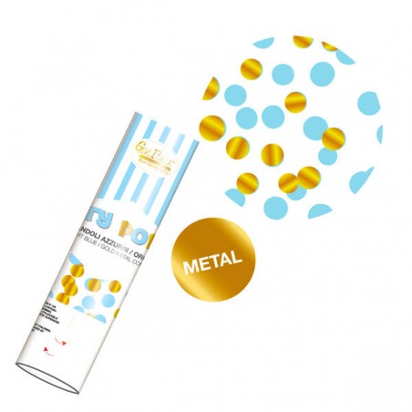 PARTY POPPER FOIL CONFETTI AZZURRO-ORO 20cm GIVI