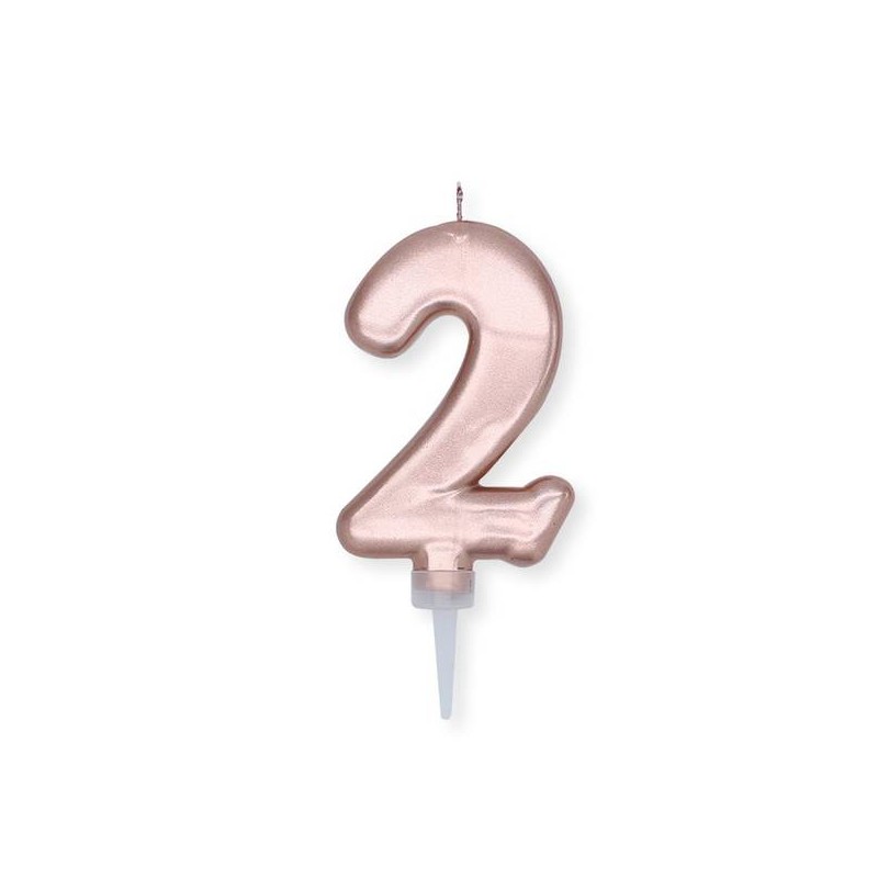 CANDELINA NUMERO 2 ROSE GOLD METAL 10cm