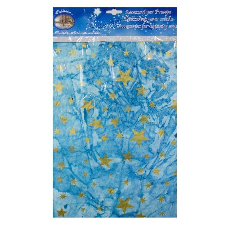 FOGLIO CARTA CIELO DIPINTO A MANO STELLE ORO 70x100cm