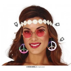 SET FASCETTA PER TESTA CON MARGHERITE OCCHIALI E ORECCHINI HIPPIE