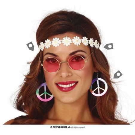 SET FASCETTA PER TESTA CON MARGHERITE OCCHIALI E ORECCHINI HIPPIE