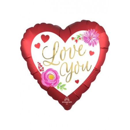 PALLONE MYLAR CUORE SATINATO 17 42cm LOVE FLORAL