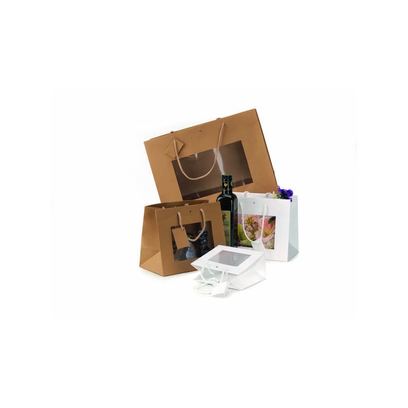 SHOPPER CARTA WINDOW C/FINESTRA 24x19,5+14cm KRAFT AVANA
