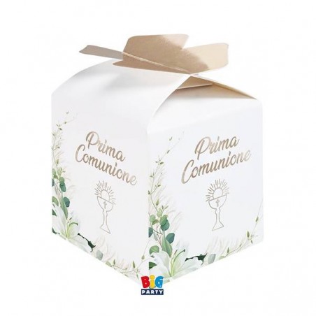 SCATOLINA CUBETTO PORTACONFETTI 5x7x5cm PRIMA COMUNIONE LILY 10pz