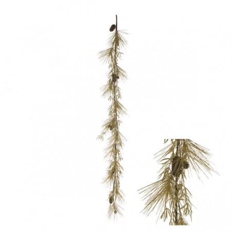 GHIRLANDA GLITTER ORO CON PIGNE 183cm