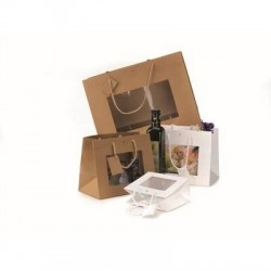 SHOPPER CARTA WINDOW C/FINESTRA 24x19,5+14cm KRAFT AVANA