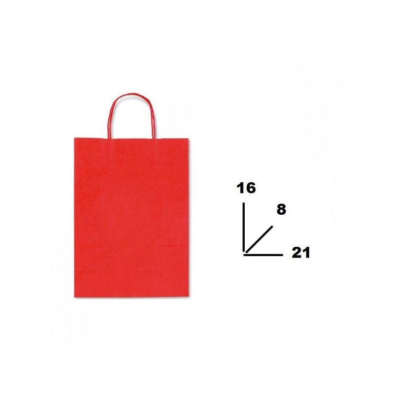 BORSA CARTA COLOR MIS.16+8x21cm ROSSO 723