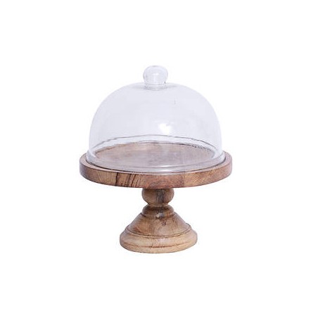 PORTA TORTA ERDEN IN LEGNO CON CUPOLA VETRO 27cm
