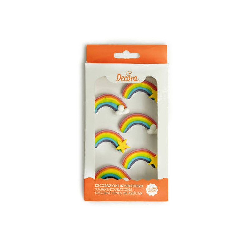 DECORAZIONI IN ZUCCHERO ARCOBALENO 4,5cm 6pz