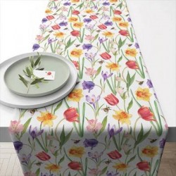 TABLERUNNER 40x150cm FLOWERS IN SPRING