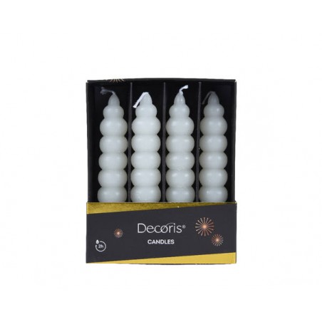 CANDELA GLITTER ONDA BIANCA Ø2,2cmxh11cm 4pz