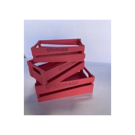 CASSETTA LEGNO STORAGE RED 28x16,5x9cm ROSSA 1/3