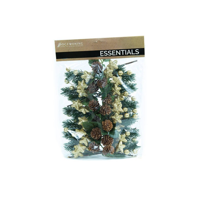 PICKS C/STELLE E BACCHE ORO GLITTER 17cm IN BUSTA 12pz