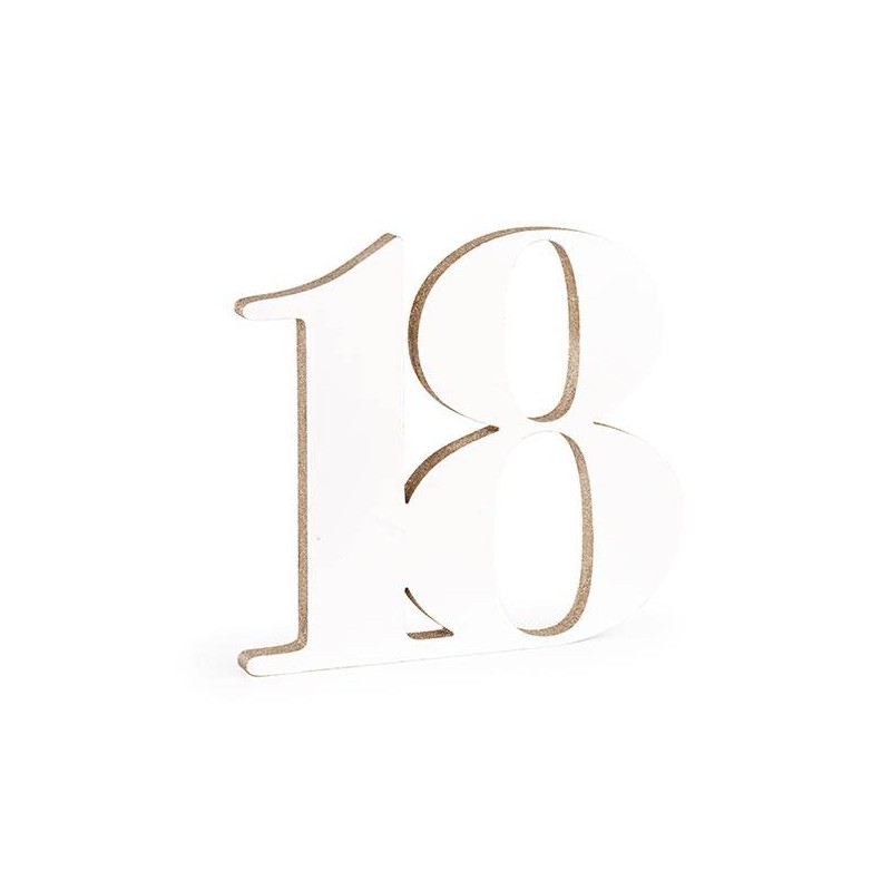 SAGOMA 18LEGNO BIANCO BORDO GLITTER CHAMPAGNE