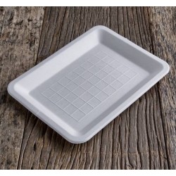 VASSOIO RETTANGOLARE POLPA 20x15cm BIO COMPOSTABILE 50pz USOBIO