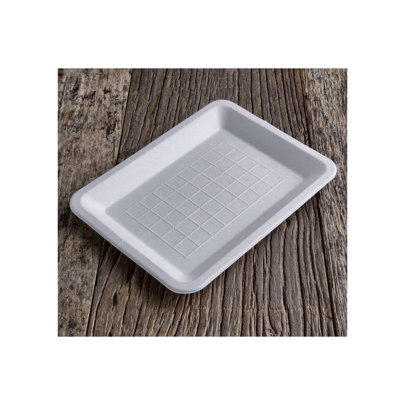 VASSOIO RETTANGOLARE POLPA 20x15cm BIO COMPOSTABILE 50pz USOBIO