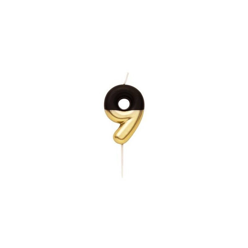CANDELINA NUMERO 9 NERO/ORO 10,5cm