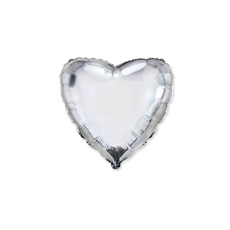 PALLONE MYLAR CUORE ARGENTO METAL 18 48cm 1pz RC