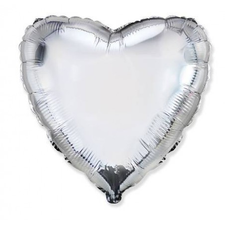 PALLONE MYLAR CUORE ARGENTO METAL 18 48cm 1pz RC