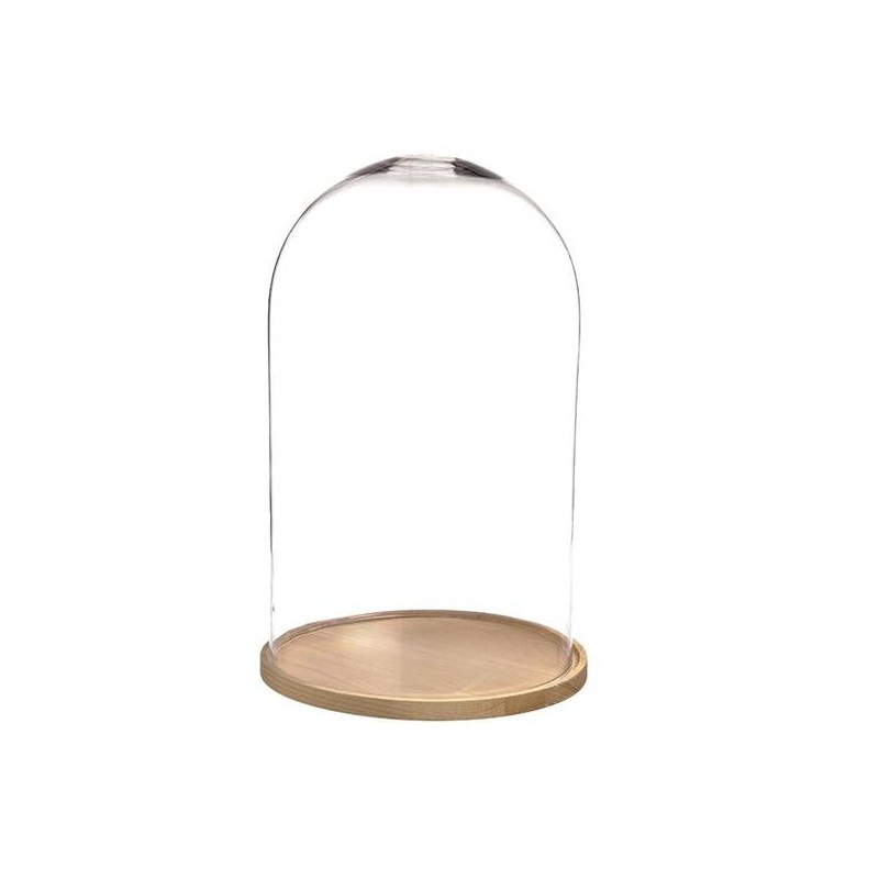 CUPOLA IN VETRO H50 CON BASE MDF Ø30cm