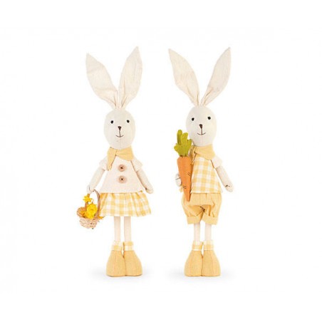 CONIGLIO STOFFA GIALLO H45cm ASSORTITO 1pz