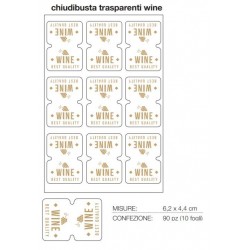 CHIUDIBUSTA ADESIVO TRASPARENTE WINE cm4,4x6,2cm 90pz