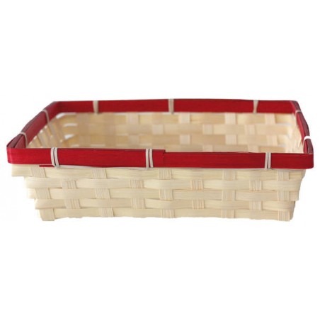 CESTO RETTANGOLARE BAMBÙ NATURALE ROSSO 30x25x8cm CEN01236