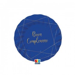 PIATTI BUON COMPLEANNO BLUE GOLD 20cm 8pz