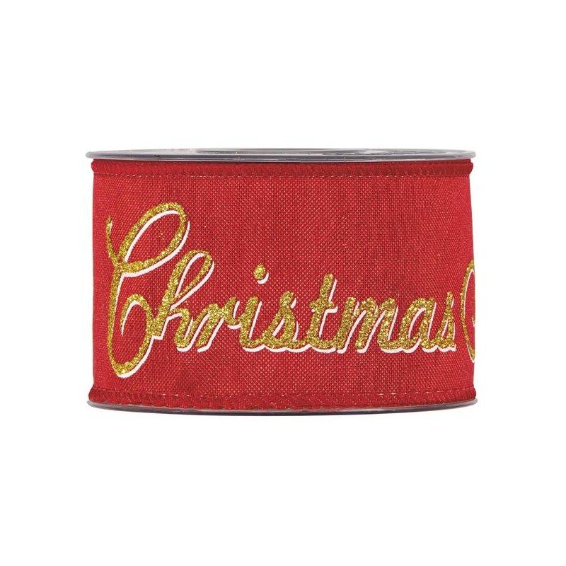 NASTRO MERRY CHRISTMAS 63mm x10mt RED