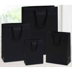 SHOPPER IN CARTA PLASTIFICATA OPACA 22+10x29cm NERO