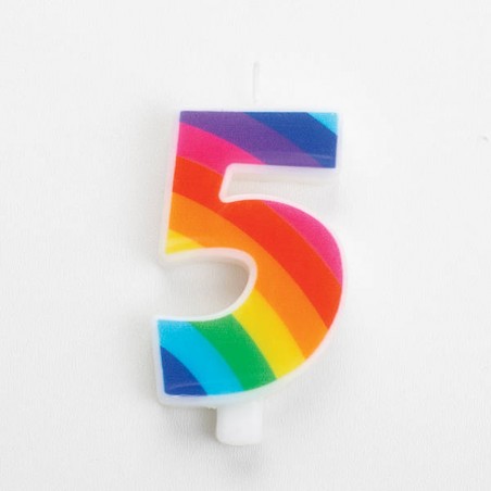 CANDELINA NUMERO 5 SCINTILLANTI RAINBOW 9,5cm