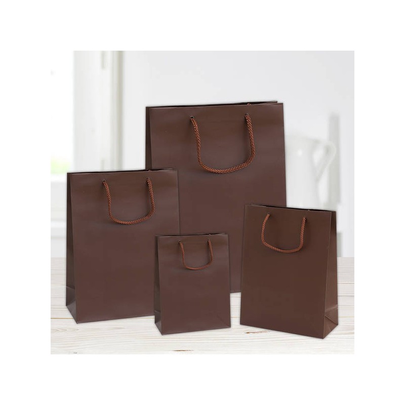 SHOPPER IN CARTA PLASTIFICATA OPACA 45+16x49cm MARRONE