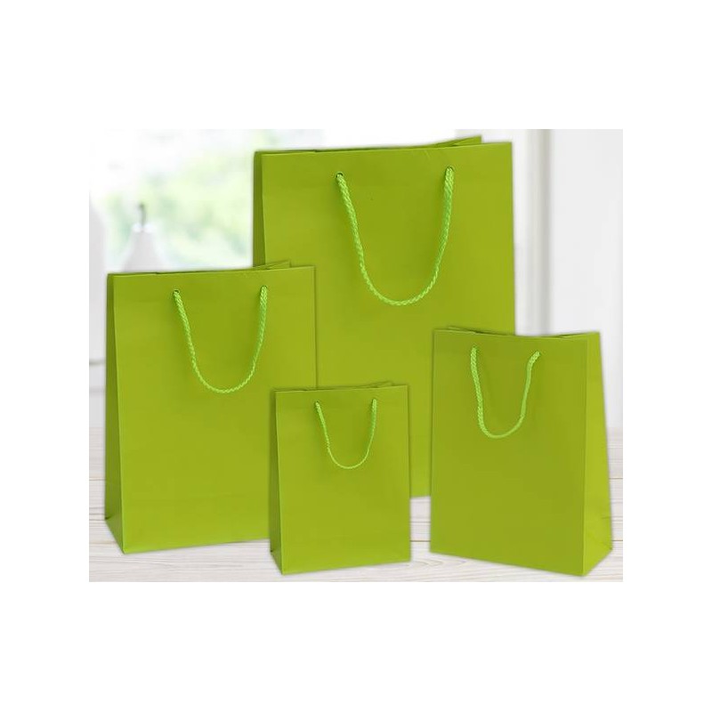 SHOPPER IN CARTA PLASTIFICATA OPACA 22x10x29cm VERDE CHIARO