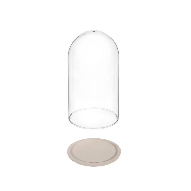 CUPOLA IN VETRO H27 BASE MDF BIANCA Ø15cm