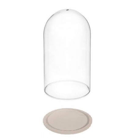 CUPOLA IN VETRO H27 BASE MDF BIANCA Ø15cm