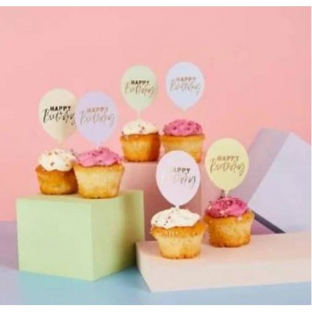 SWEET TOPPER PASTELLO HAPPY BIRTHDAY 12pz