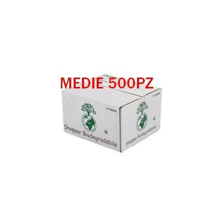 SHOPPER MEDIE BIO COMPOST BIANCHE EN13432 28+7,5+7,5x50cm 500pz 8gr