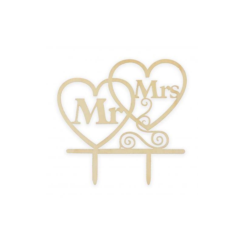 CAKE TOPPER IN LEGNO MR & MRS