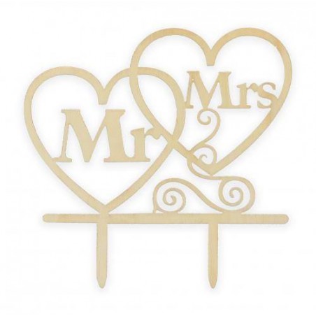 CAKE TOPPER IN LEGNO MR & MRS