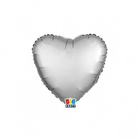 PALLONE MYLAR CUORE 25cm ARGENTO SATIN 5 PEZZI