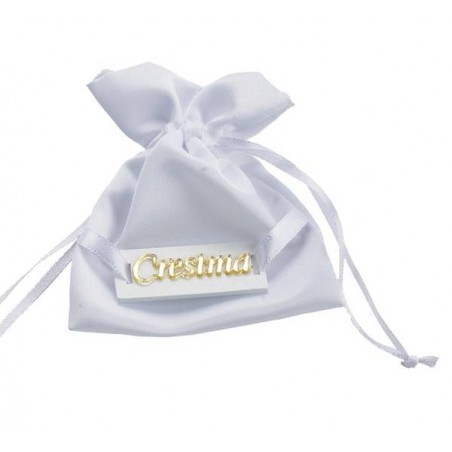 SACCHETTO BIANCO 9x12cm TARGHETTA CRESIMA 12pz