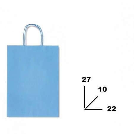 BORSA CARTA COLOR MIS.22+10x27cm AZZURRO 744